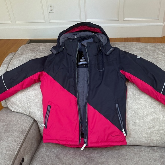 Kamik Kids' Charcoal and Fuchsia Puffer Jacket - Picture 1 of 6